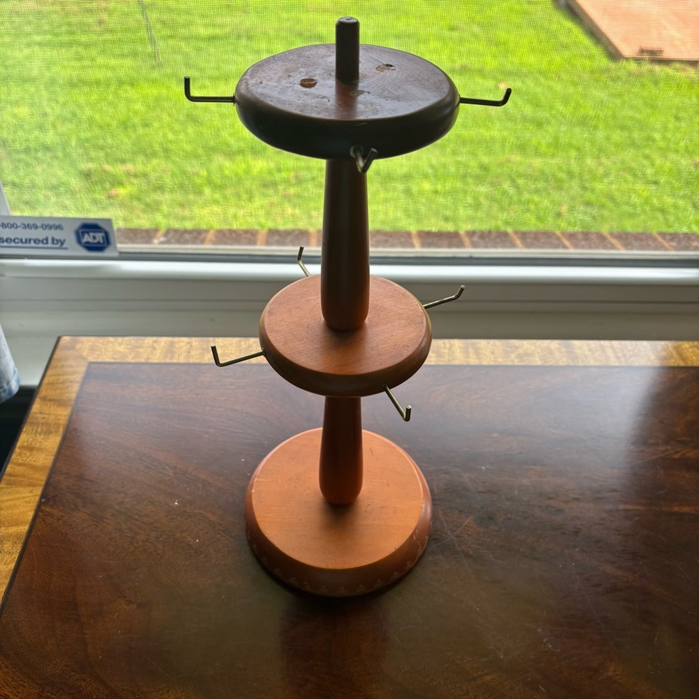 Vintage Wooden Stand with Hooks